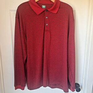 Pro Tour Golf Polo Shirt AirPlay Mens Size XL Red Black Striped Long Sleeve BxOO